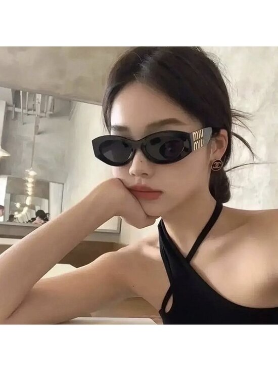 Miu Miu MU11WS 16K10R Women Sunglasses Black Oval Frame, Yellow Lenses main image 10